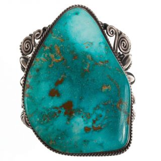 XXL Navajo Turquoise Bracelet Sterling Silver A,  DELBERT GORDON HUGE Old Pawn 7
