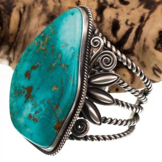 XXL Navajo Turquoise Bracelet Sterling Silver A,  DELBERT GORDON HUGE Old Pawn 8