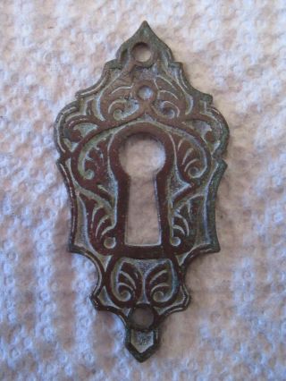 Vintage  Antique Solid Brass Victorian Era Keyhole Lock Escutcheon