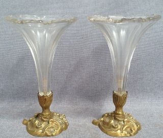 Antique french vases made of bronze crystal early 1900 ' s Art Nouveau 4