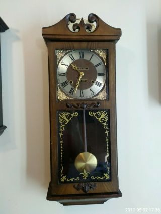 Lovely President Vintage Wind - Up 31 Day Wall Clock.  Chimes And With Pendulum