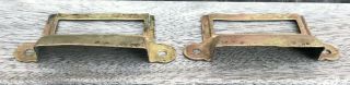 Antique Pair (2) of Yawman & Erbe Y&E Brass File Cabinet Drawer Pulls c.  1905 7