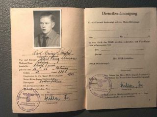 Very Rare 1943 german WWII HJ document 