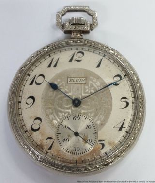 Antique 15j Elgin Grade 315 Art Deco Open Face 12s Running Pocket Watch