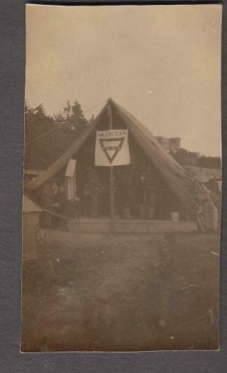 Wwi Photo American Ymca Tent/ From Us Ambulance Service Section 573 Italy