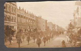 Wwi Photo Aef Troops Marching In Street From Us Ambulance Service 573 Italy