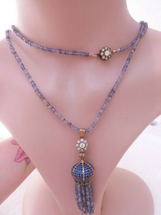 Designer amethyst tassel pendant necklace,  boxed 6