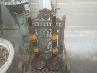 Vintage Lodge Lamps (2) Made To Look Like Shotgun Shells Stacked,  Man Cave Decor