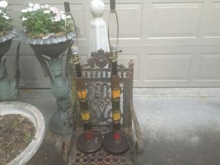 Vintage lodge lamps (2) made to look like shotgun shells stacked,  man cave decor 3