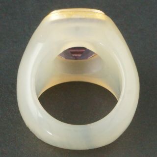 Unusual Large 14K Yellow Gold,  Agate & 6.  25 Carat Amethyst Estate Ring 7