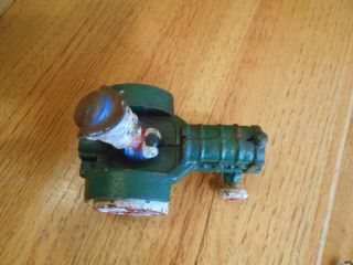Cast Iron Porky Pig driving green Tractor cute old heavy 6