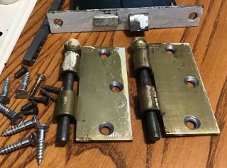 Antique Hardware Set Brass Door Knobs Art Deco Backplate Mortise Lock 4