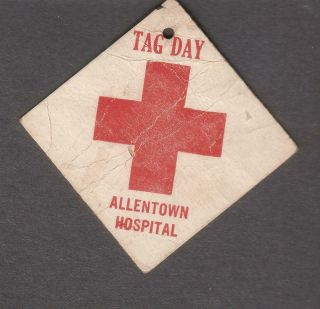 Wwi Us Ambulance Service Section 573 Red Cross Tag Day Card Allentown Hospital