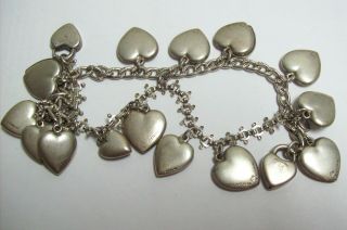 Vintage Lampl Sterling Enamel Guilloch PUFFY HEART Art Noveau Charms fr Bracelet 3