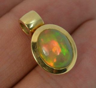 14ct Gold Natural Colourful Jelly Opal Pendant D1954