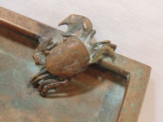 SIGNED ANTIQUE ART NOUVEAU FOOTED BRONZE DEEP DISH WITH CRABS TIFFANY LIKE 4