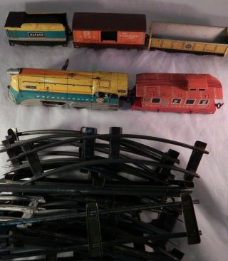 Vintage Hafner Tin Train Litho Set Wind Up Locomotive O Gauge Runs Fast