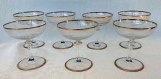 ANTIQUE CRYSTAL CHAMPAGNE GLASSES - - Seven 5