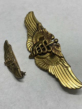 WWII US Army Air Forces Full Size Gold Flight Surgeon Wings 2