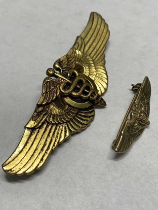 WWII US Army Air Forces Full Size Gold Flight Surgeon Wings 3