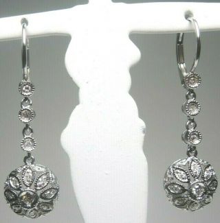 Antique Art Deco Vintage Estate Diamond Earrings 14k White Gold Egl Usa.  23ct Tw