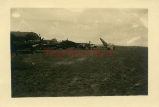 Wwii Photo - Captured German Bf 109 & Fw 190 Fighter Planes On Airfield