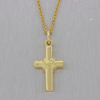 Vintage Tiffany & Co.  Estate 18k Yellow Gold Cross Pendant Chain Link Necklace