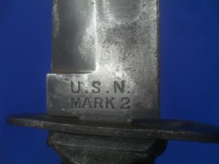WWII US Navy Mark II / U.  S.  N.  MK - 2 Fighting Knife with Scabbard 6