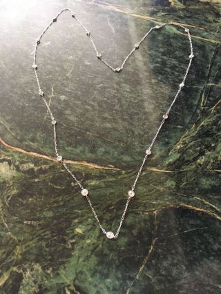 27 " Antique Platinum & Old Mine Cut Diamonds By The Yard Necklace,  1.  75 Ctw