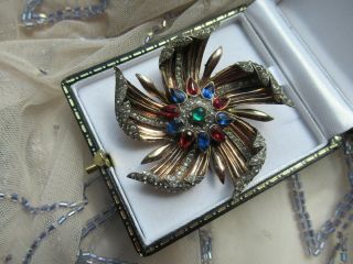 Trifari Sterling ' Alfred Philippe ' Gold Flower Pin Clip India rare 4