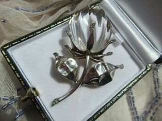 Trifari Lucite Jelly Belly Sterling Rose Pin Brooch