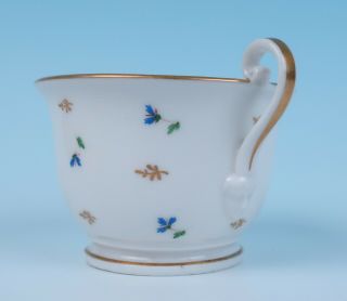 18thc.  French Face Handle Porcelain Cup Cornflower Sprig Antique Paris Empire