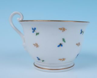 18thC.  French FACE HANDLE Porcelain Cup Cornflower Sprig Antique Paris Empire 4