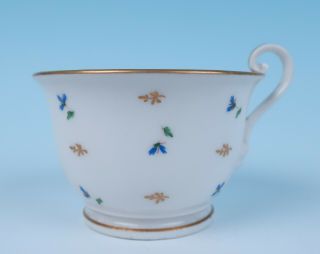 18thC.  French FACE HANDLE Porcelain Cup Cornflower Sprig Antique Paris Empire 6