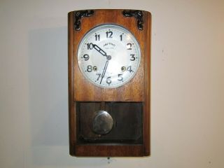 Vintage Antique Pendulum Regulator Metro De Luxe 8 Day Chiming Wall Clock Walnut