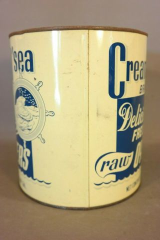 Vintage CREAM O SEA OYSTER TIN Old R F BROWN SEAFOOD ADVERTISING 1 Gallon CAN 4