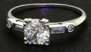 Antique Platinum 1.  16ct Diamond Wedding Engagement Ring W/ 1.  0ct Center Size 7.  5