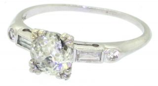 Antique Platinum 1.  16CT diamond wedding engagement ring w/ 1.  0CT center size 7.  5 2