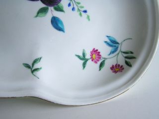 Antique English Porcelain Derby Heart Tray Hand Painted PLUMS & FLOWERS c1800 4