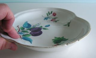 Antique English Porcelain Derby Heart Tray Hand Painted PLUMS & FLOWERS c1800 6