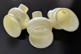 Matching Set of 3 Lightolier Vaseline Slip Shades Thick Glass in Cond 4