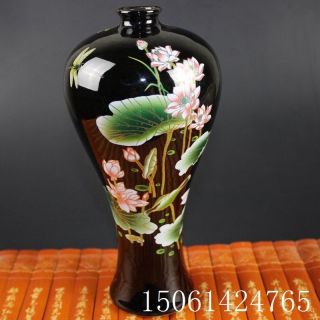 Chinese Old Black Porcelain Ornaments " Lotus High Feet " Vase