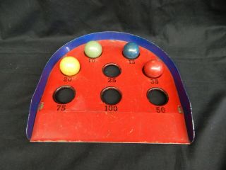 Vintage Red & Blue Marx? Metal Skee Ball Game w Red Yellow Green & Blue Balls 2