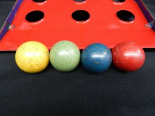 Vintage Red & Blue Marx? Metal Skee Ball Game w Red Yellow Green & Blue Balls 4
