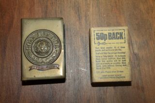 Vintage WWI Era German Gott Mit UNS Trench Matchbox Holder Bryant Mays Box 2