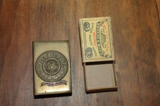 Vintage WWI Era German Gott Mit UNS Trench Matchbox Holder Bryant Mays Box 3