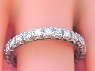 Vintage Mid - Century 1.  30ctw Diamond Platinum Eternity Band Ring 1950 Size 8.  75