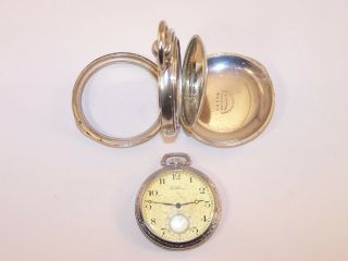 Vintage Am Watch Co.  Waltham 18s Coin Silver 1/2 Hunter Pocket Watch Case Plus