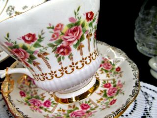 ROYAL ALBERT tea cup and saucer LAVENDER pink roses Green Park series teacup 4