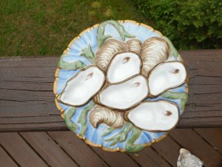 Lovely Vibrant Vintage Porcelain 5 Well Oyster Plate/ Unsigned